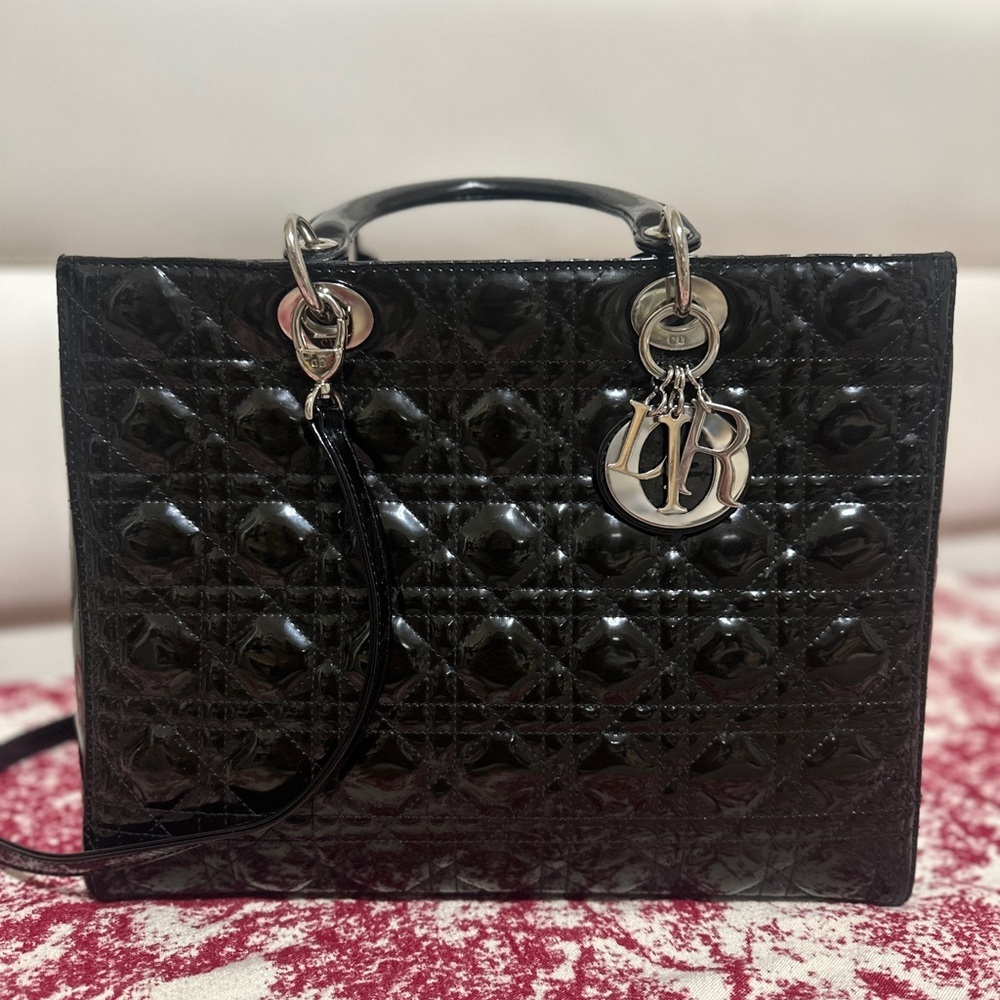 Lady Dior Bag Cannage Black Quilted Handbag